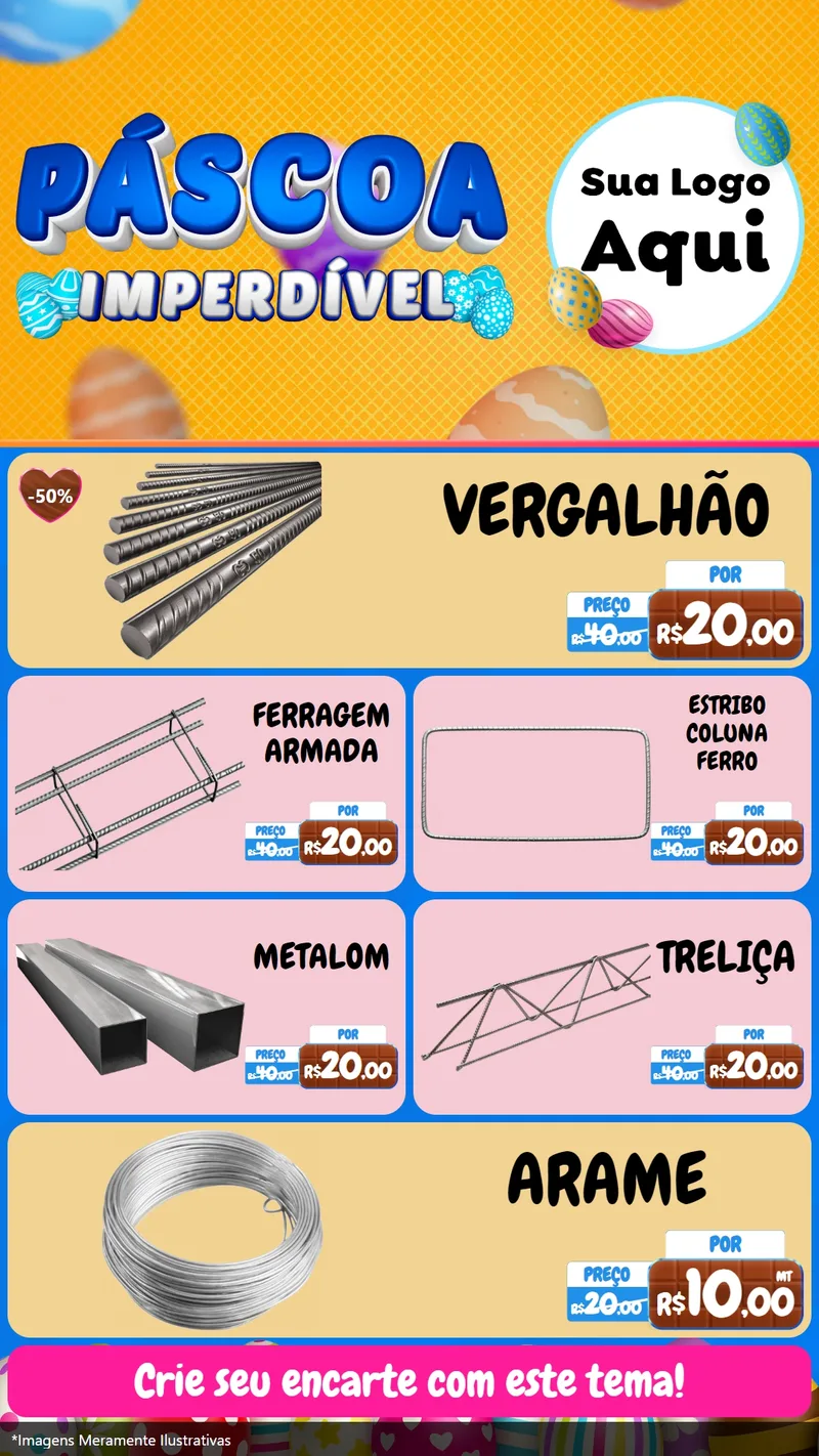 Modelo de TV para TV Vertical com o tema Páscoa Imperdível para Ferragens