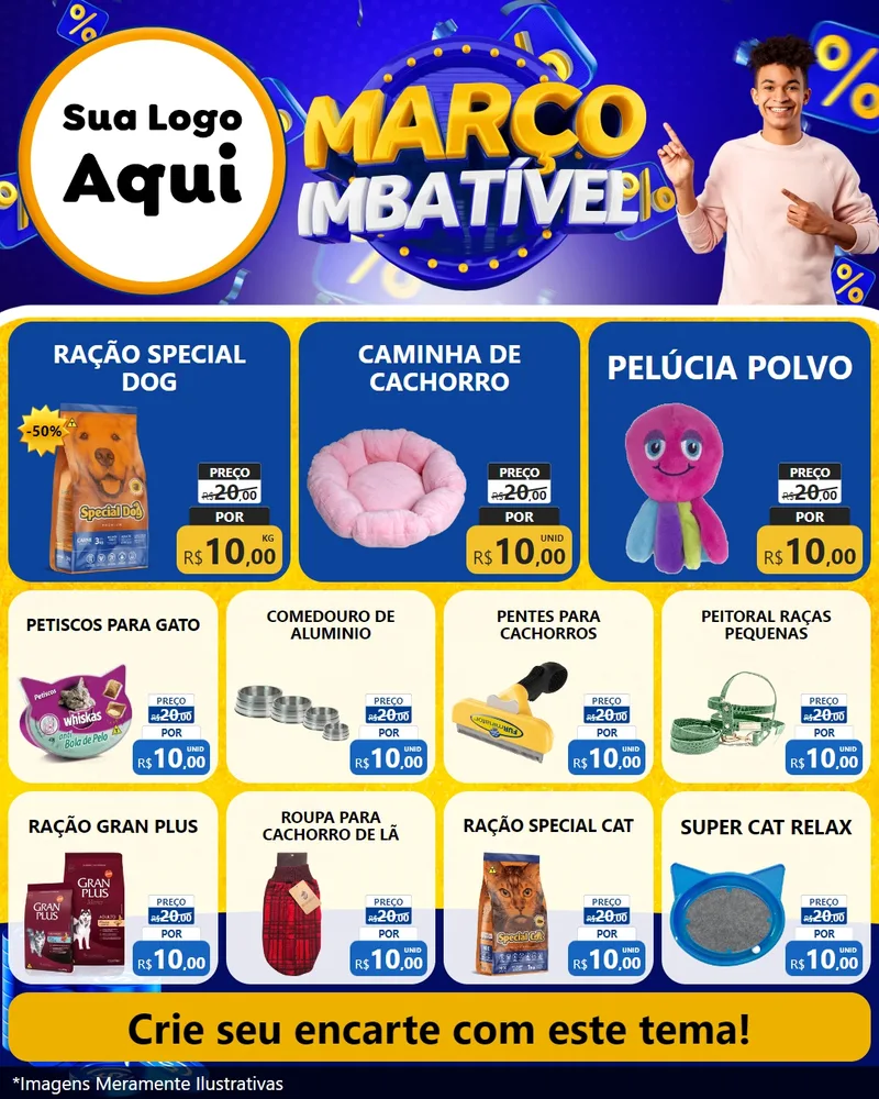 Modelo de Rede Social para Feed Instagram com o tema Março Imbatível para Pet Shop
