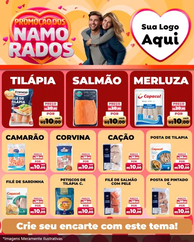 Modelo de Rede Social para Feed Instagram com o tema Promoção dos Namorados para Peixaria