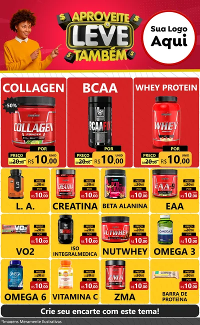 Modelo de Encarte para Encarte Grande com o tema Aproveite e Leve Também para Suplementos alimentares