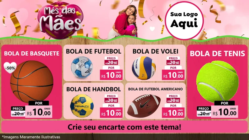 Modelo de TV para TV Horizontal com o tema Mês das Mães para Artigos Esportivos