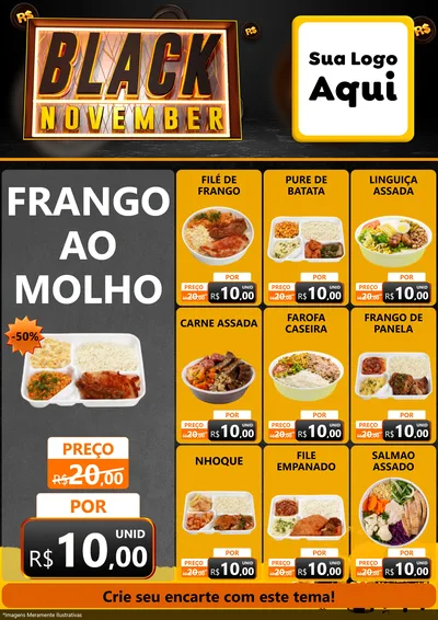 Modelo de Encarte para Encarte A4 Vertical com o tema Black November para Restaurante