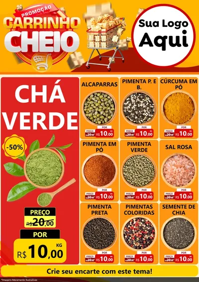 Modelo de Encarte para Encarte A4 Vertical com o tema Promoção carrinho cheio para Produtos Naturais
