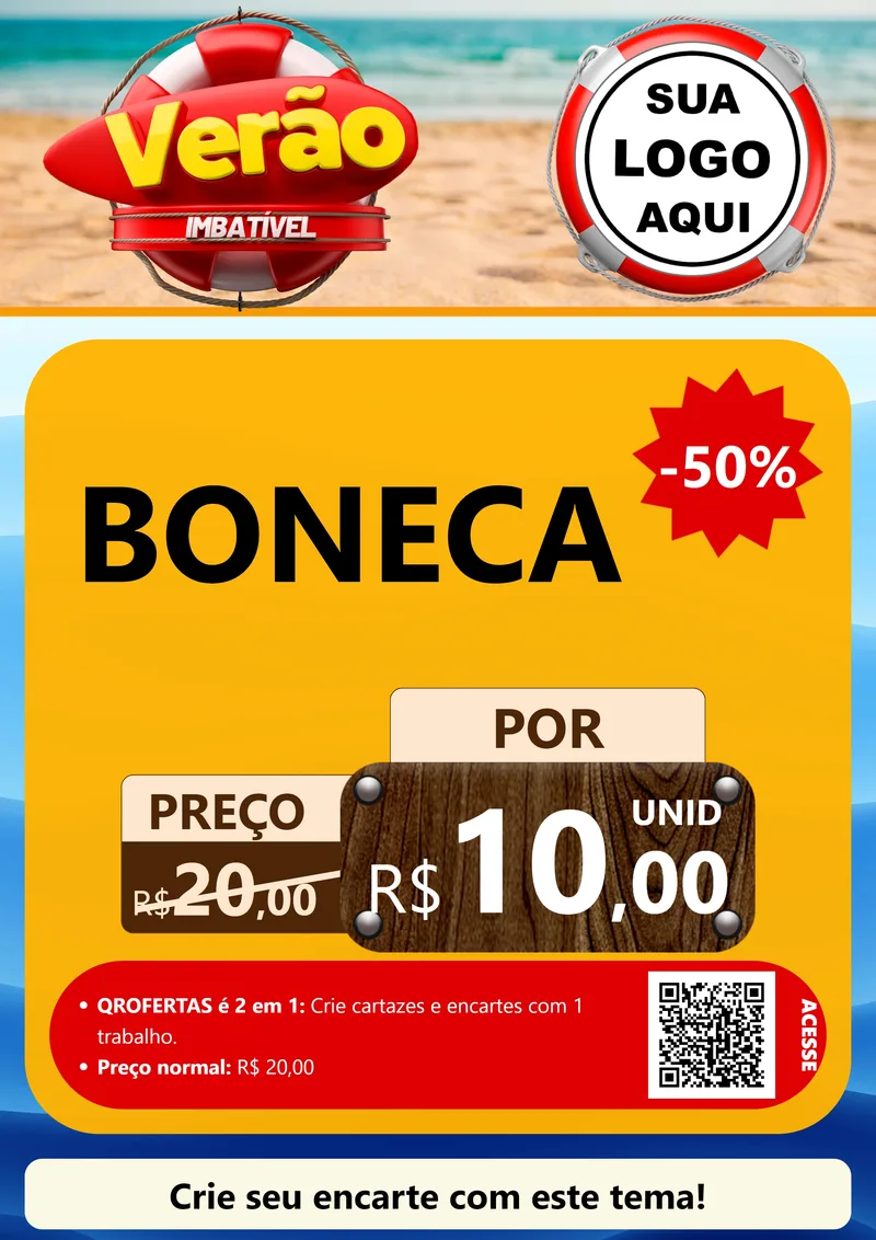 Modelo de Cartaz para Cartaz A4 Vertical com o tema Verão Imbatível para Brinquedos