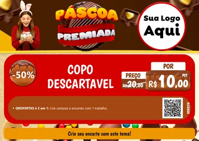 Modelo de Cartaz para Cartaz A4 Horizontal com o tema Páscoa Premiada para Embalagens