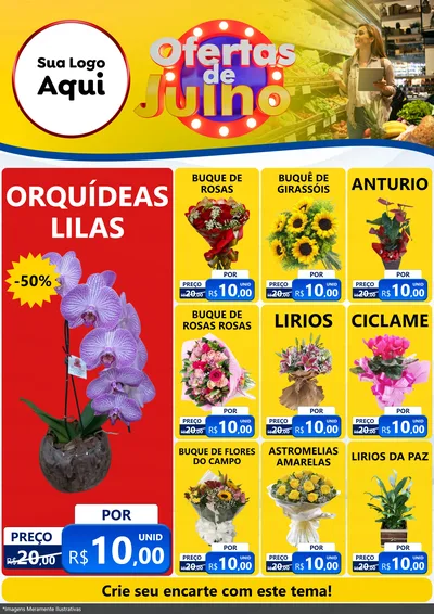 Modelo de Encarte para Encarte A4 Vertical com o tema Ofertas de Julho para Floricultura e jardim