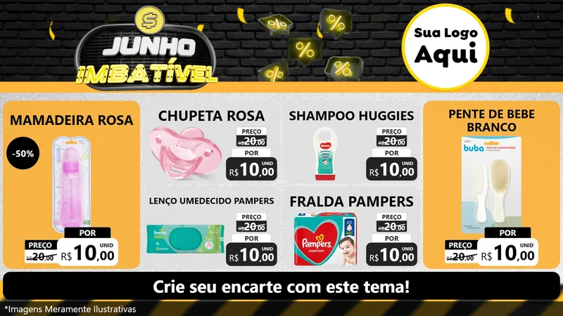 Modelo de TV para TV Horizontal com o tema Junho Imbatível para Bebês