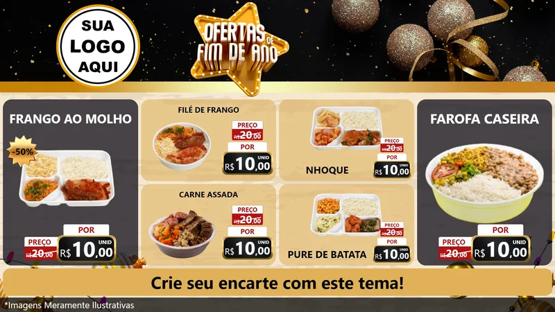 Modelo de TV para TV Horizontal com o tema Ofertas de Fim de Ano para Restaurante