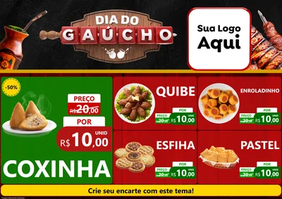 Modelo de Encarte para Encarte A4 Horizontal com o tema Dia do Gaúcho para Salgadaria