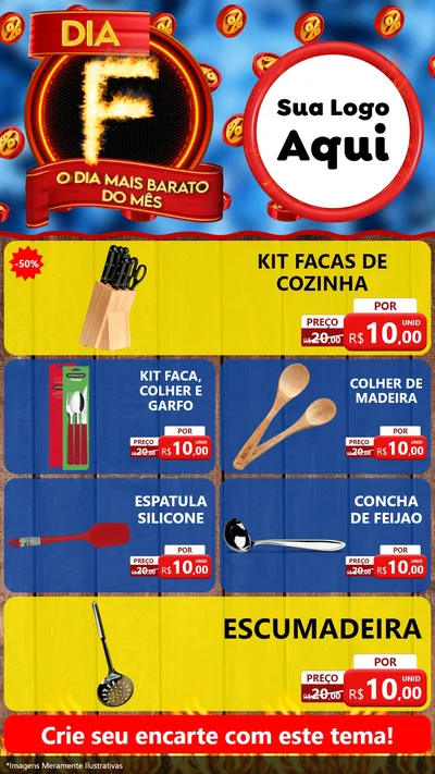 Modelo de TV para TV Vertical com o tema Dia F - O Dia Mais Barato Do Mês para Utilidades Domésticas