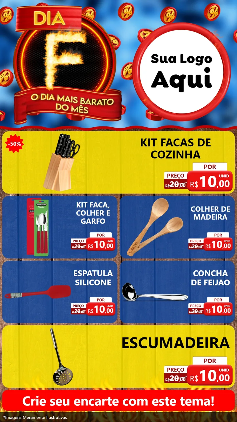 Modelo de TV para TV Vertical com o tema Dia F - O Dia Mais Barato Do Mês para Utilidades Domésticas
