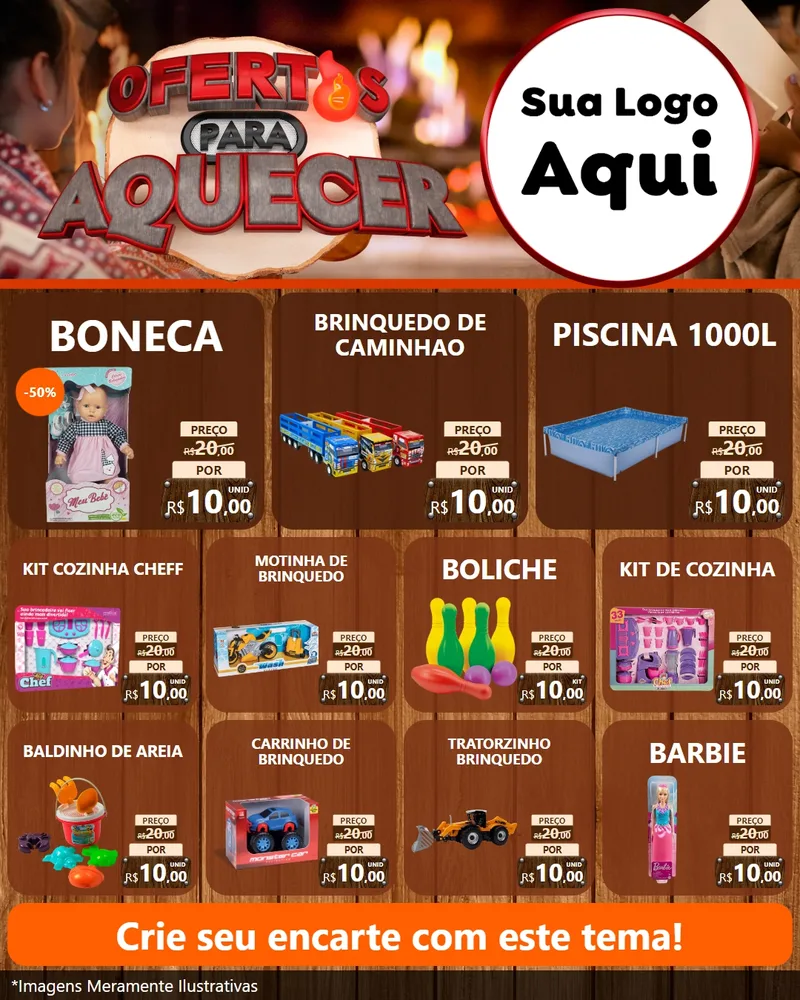 Modelo de Rede Social para Feed Instagram com o tema Ofertas Para Aquecer para Brinquedos