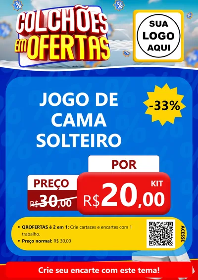 Modelo de Cartaz para Cartaz A4 Vertical com o tema Colchões Em Ofertas para Cama, Mesa e Banho