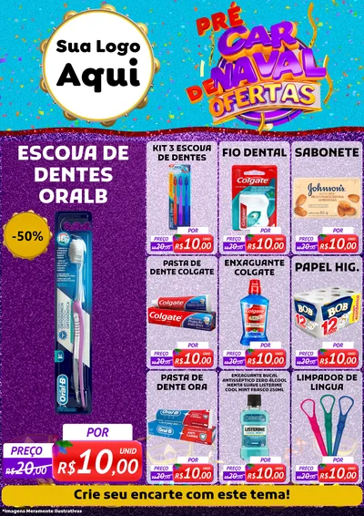Modelo de Encarte para Encarte A4 Vertical com o tema Pré Carnaval de Ofertas para Higiene Pessoal