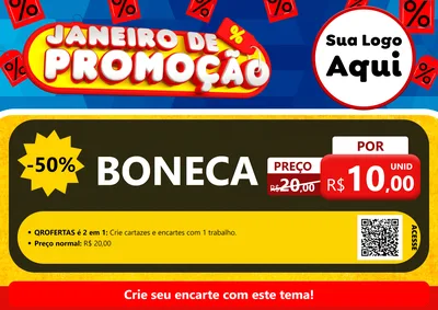 Modelo de Cartaz para Cartaz A4 Horizontal com o tema Janeiro de Promoção para Brinquedos