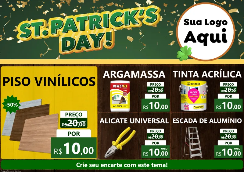 Modelo de Encarte para Encarte A4 Horizontal com o tema St Patriks Day para Material para Construção