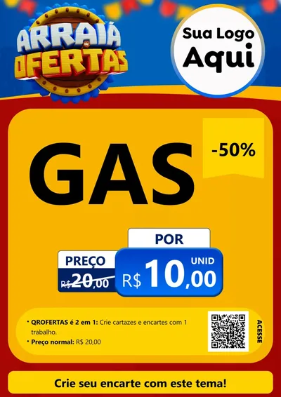 Modelo de Cartaz para Cartaz A4 Vertical com o tema Arraiá de Ofertas - Junina para Água e gás