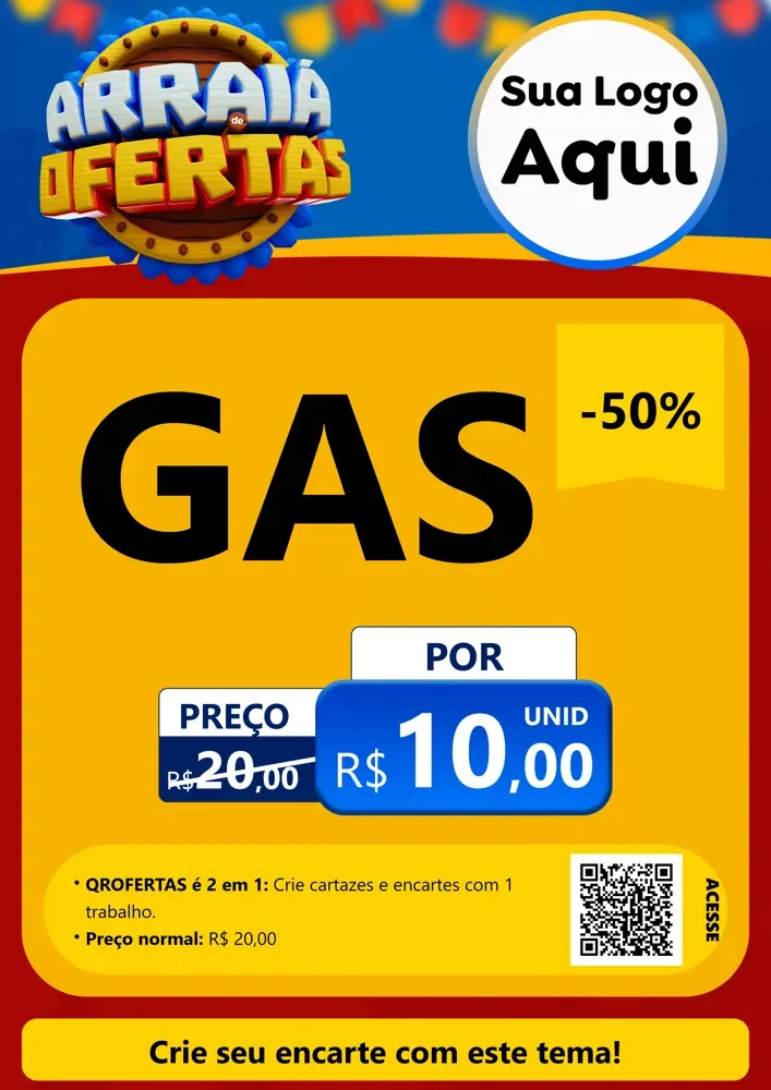 Modelo de Cartaz para Cartaz A4 Vertical com o tema Arraiá de Ofertas - Junina para Água e gás