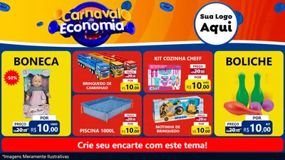 Modelo de TV para TV Horizontal com o tema Carnaval da Economia para Brinquedos