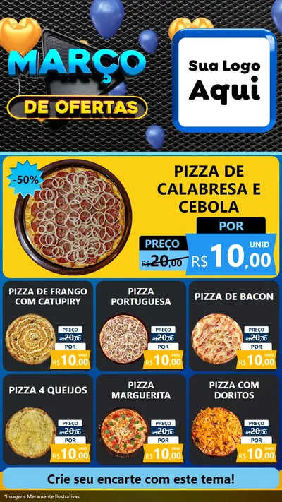 Modelo de Rede Social para Stories com o tema Março de Ofertas para Pizzaria