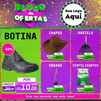Modelo de Rede Social para Feed Facebook com o tema Bloco de Ofertas para Agropecuária