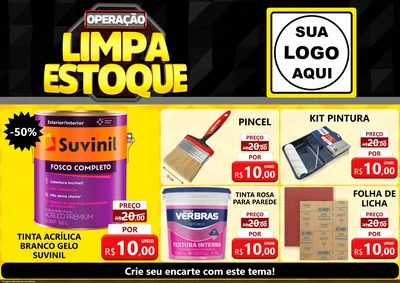 Modelo de Encarte para Encarte A4 Horizontal com o tema Operação Limpa Estoque para Tintas e Ferramentas