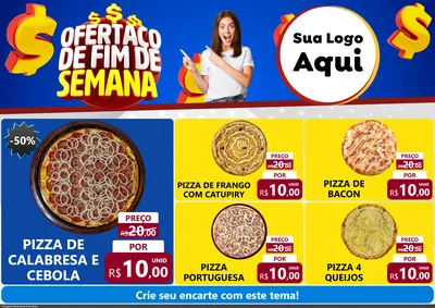 Modelo de Encarte para Encarte A4 Horizontal com o tema Ofertaço de Fim de Semana para Pizzaria