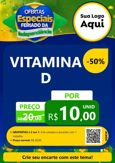 Modelo de Cartaz para Cartaz A4 Vertical com o tema Ofertas Especiais Feriado da Independência para Farmácia
