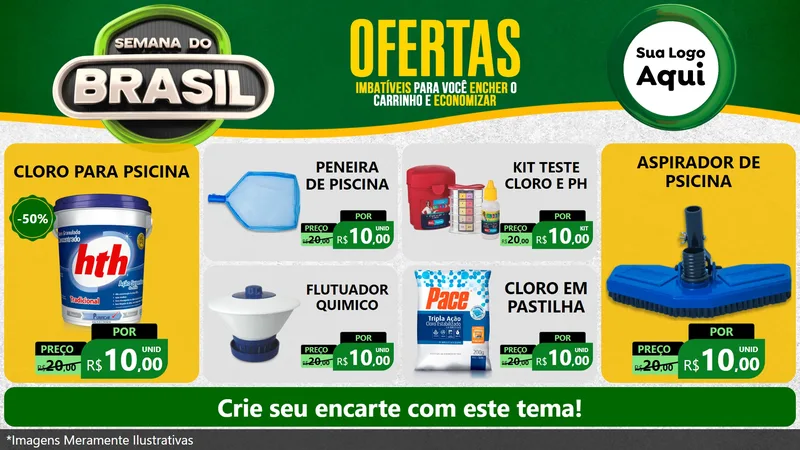 Modelo de TV para TV Horizontal com o tema Semana do Brasil para Produtos para Piscina