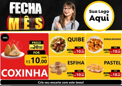 Modelo de Encarte para Encarte A4 Horizontal com o tema Fecha Mês para Salgadaria