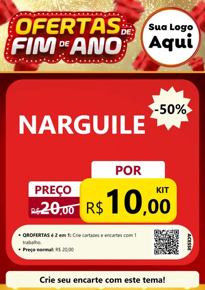 Modelo de Cartaz para Cartaz A4 Vertical com o tema Ofertas de Fim de Ano para Tabacaria