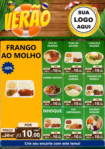 Modelo de Encarte para Encarte A4 Vertical com o tema Verão para Restaurante