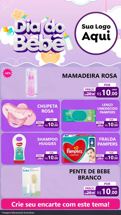Modelo de TV para TV Vertical com o tema Dia do Bebê para Bebês