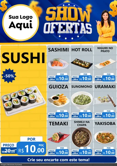 Modelo de Encarte para Encarte A4 Vertical com o tema Show de Ofertas para Comida japonesa