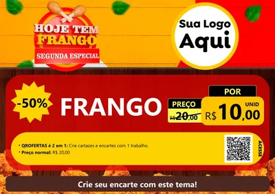 Modelo de Cartaz para Cartaz A4 Horizontal com o tema Hoje tem Frango Segunda Especial para Assados
