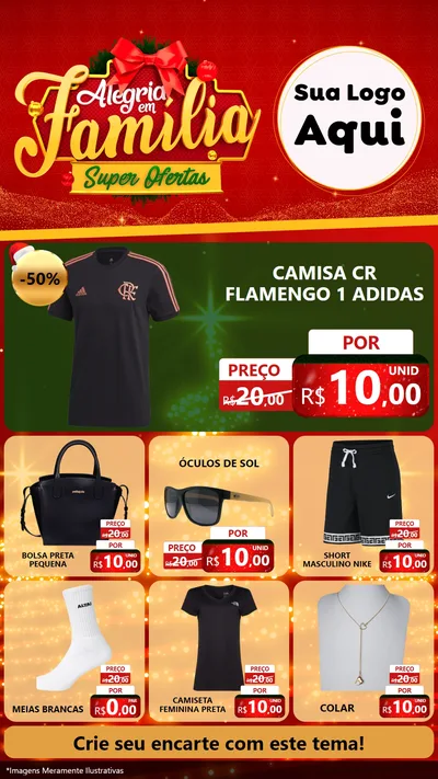 Modelo de Rede Social para Stories com o tema Alegria em Família Super Ofertas - Natal para Roupas e acessórios