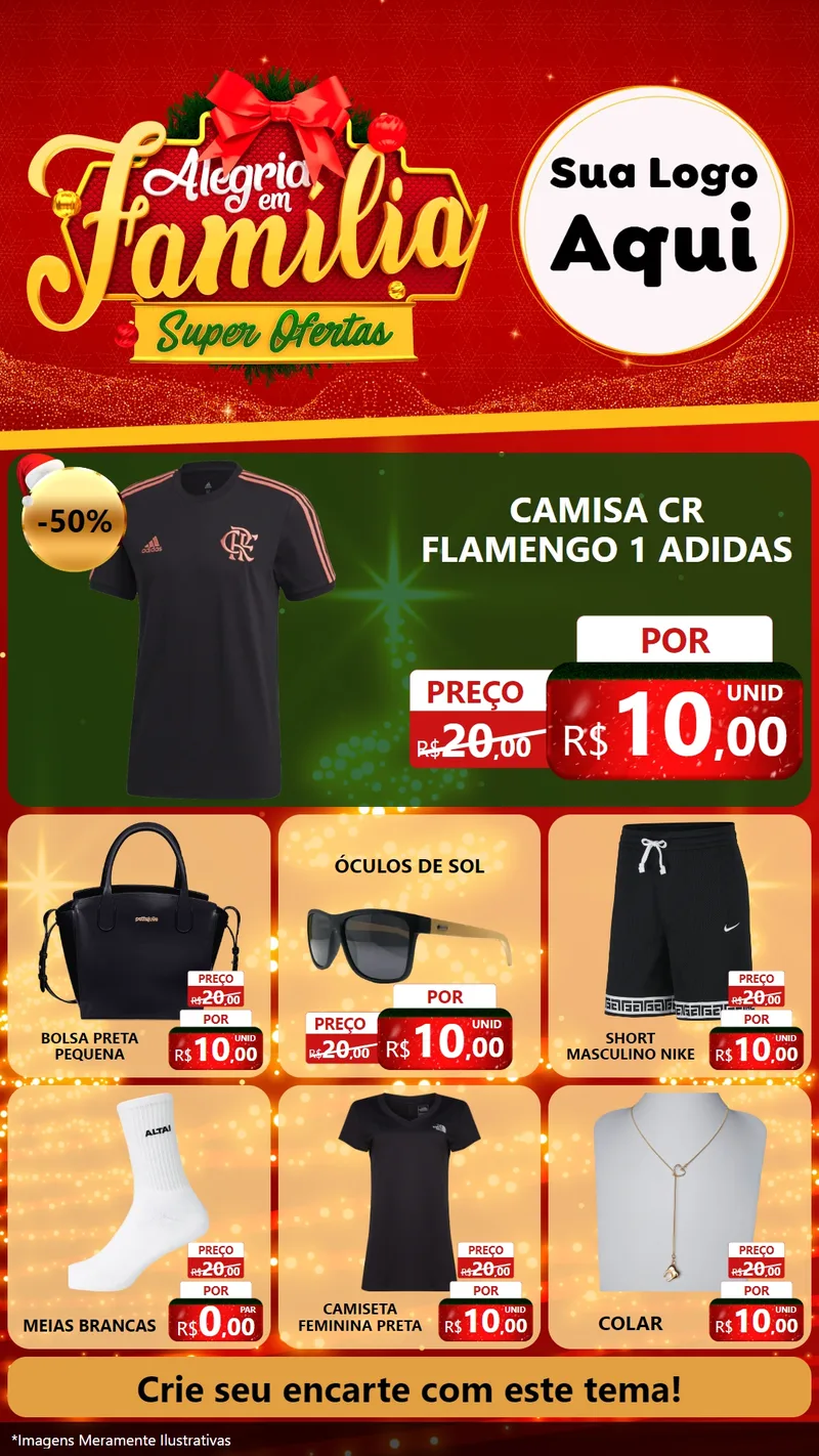 Modelo de Rede Social para Stories com o tema Alegria em Família Super Ofertas - Natal para Roupas e acessórios