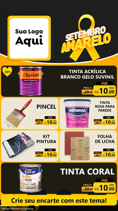 Modelo de TV para TV Vertical com o tema Setembro Amarelo para Tintas e Ferramentas