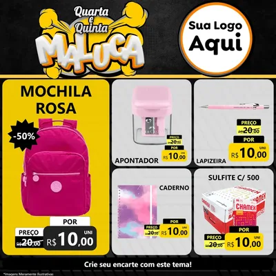 Modelo de Rede Social para Feed Facebook com o tema Quarta e Quinta Maluca para Papelaria