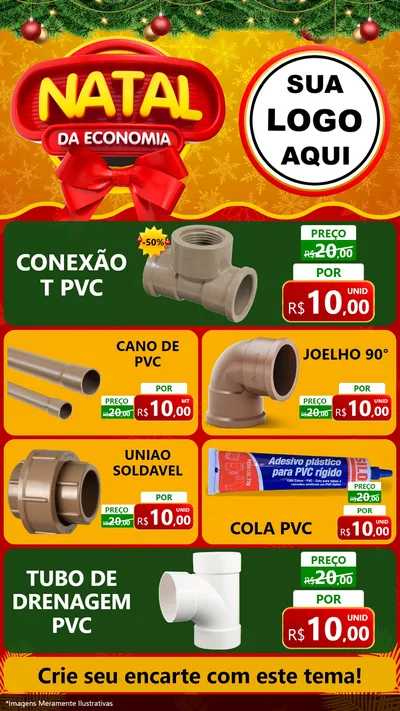 Modelo de TV para TV Vertical com o tema Natal da Economia para Tubos e conexões