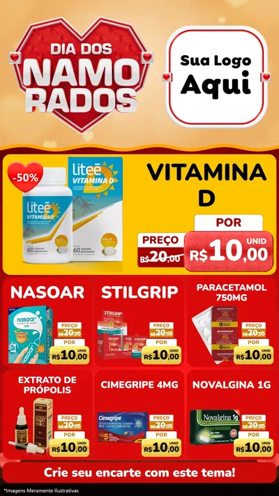 Modelo de Rede Social para Stories com o tema Dia dos Namorados para Farmácia