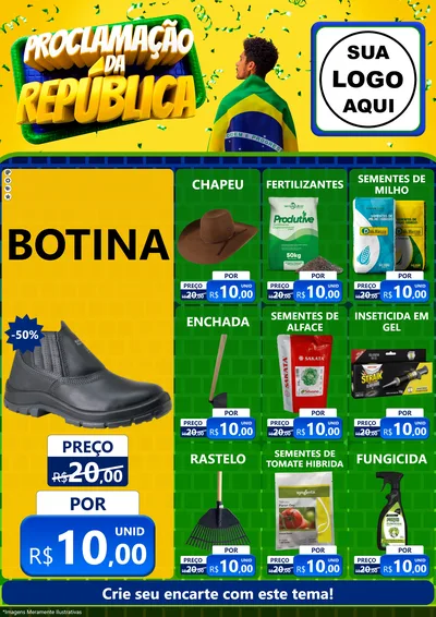 Modelo de Encarte para Encarte A4 Vertical com o tema Proclamação da República para Agropecuária