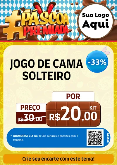 Modelo de Cartaz para Cartaz A4 Vertical com o tema Páscoa Premiada para Cama, Mesa e Banho