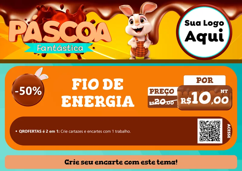 Modelo de Cartaz para Cartaz A4 Horizontal com o tema Páscoa Fantástica para Materiais Elétricos