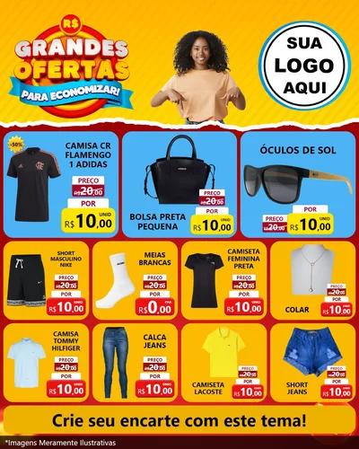 Modelo de Rede Social para Feed Instagram com o tema Grandes Ofertas Para Economizar! para Roupas e acessórios