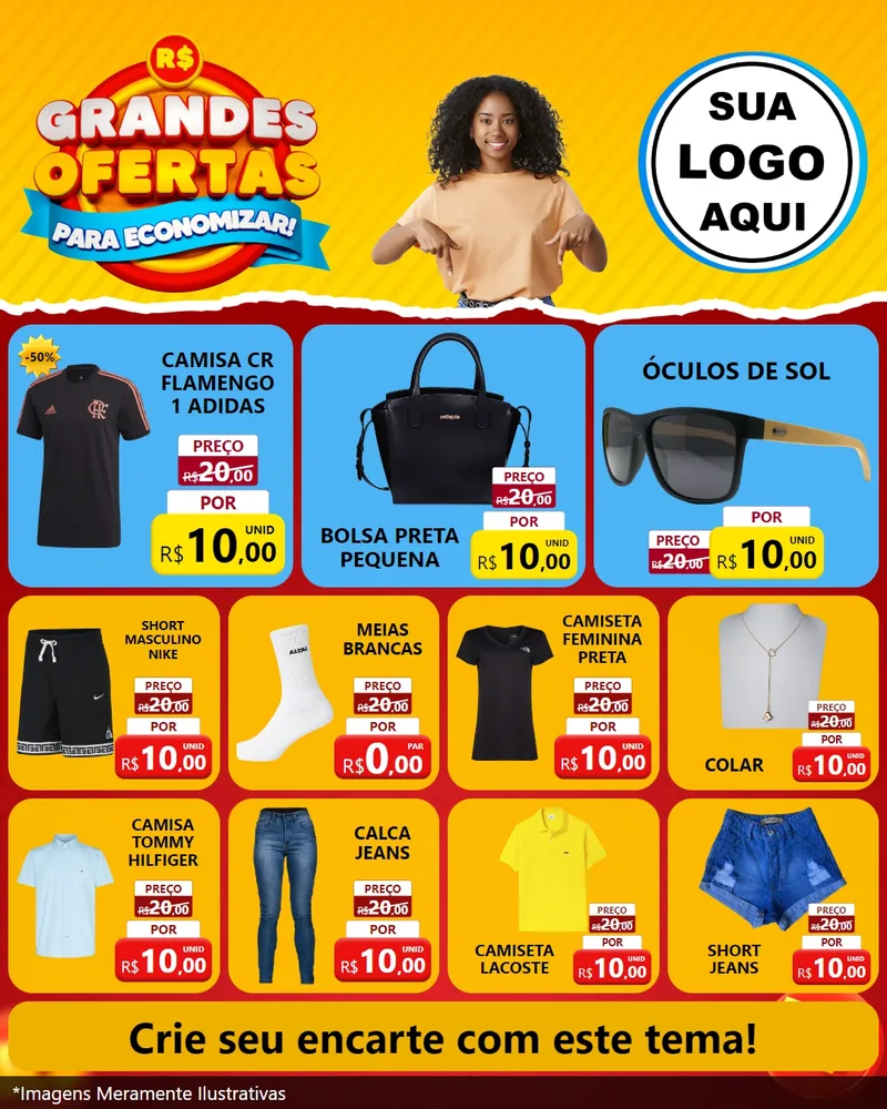 Modelo de Rede Social para Feed Instagram com o tema Grandes Ofertas Para Economizar! para Roupas e acessórios