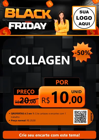 Modelo de Cartaz para Cartaz A4 Vertical com o tema Black Friday para Suplementos alimentares