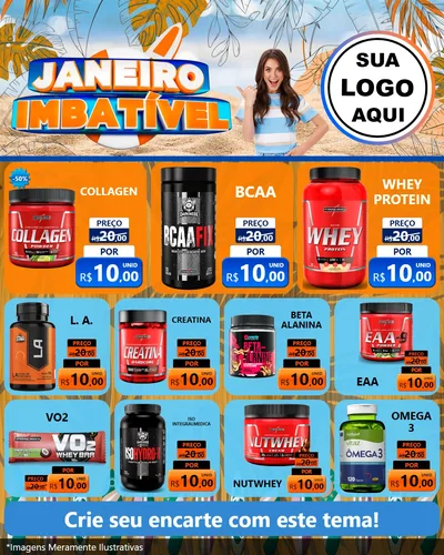 Modelo de Rede Social para Feed Instagram com o tema Janeiro Imbatível para Suplementos alimentares