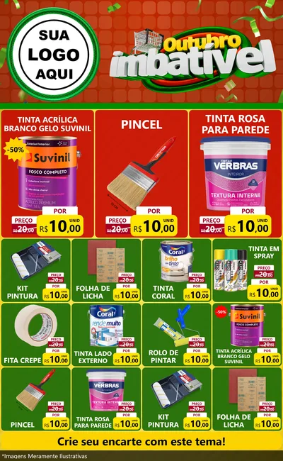 Modelo de Encarte para Encarte Grande com o tema Outubro Imbatível para Tintas e Ferramentas