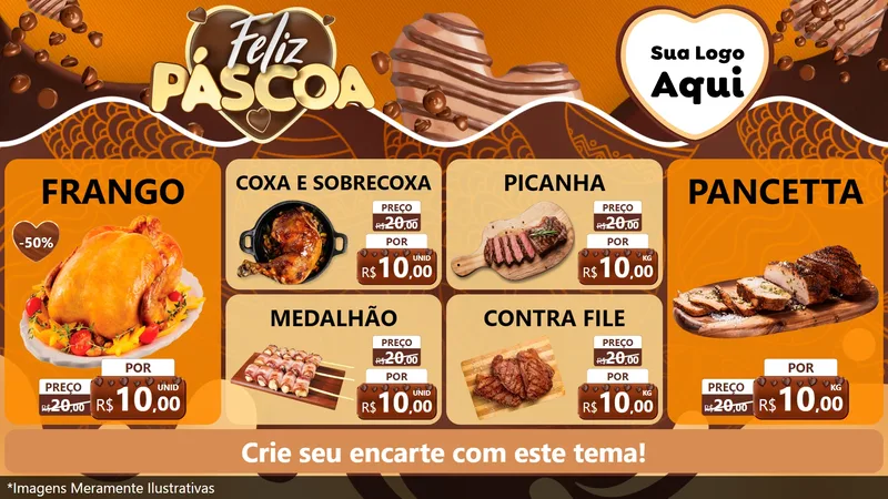 Modelo de TV para TV Horizontal com o tema Feliz Páscoa para Assados